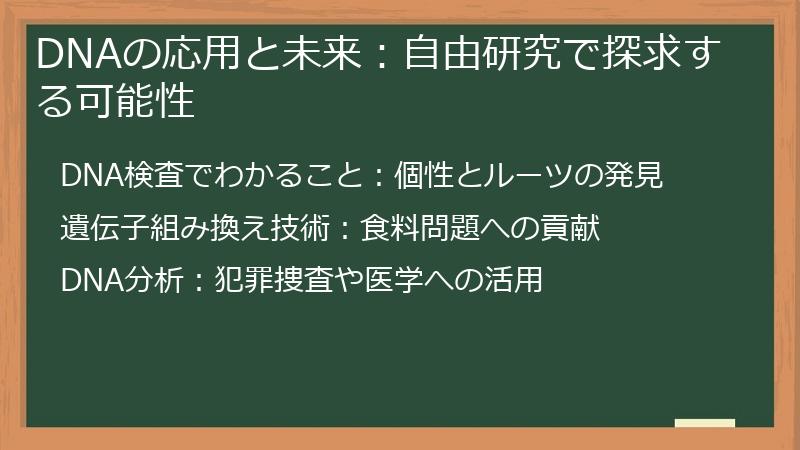 DNAの応用と未来：自由研究で探求する可能性