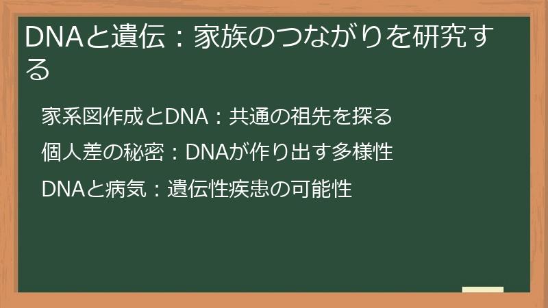 DNAと遺伝：家族のつながりを研究する