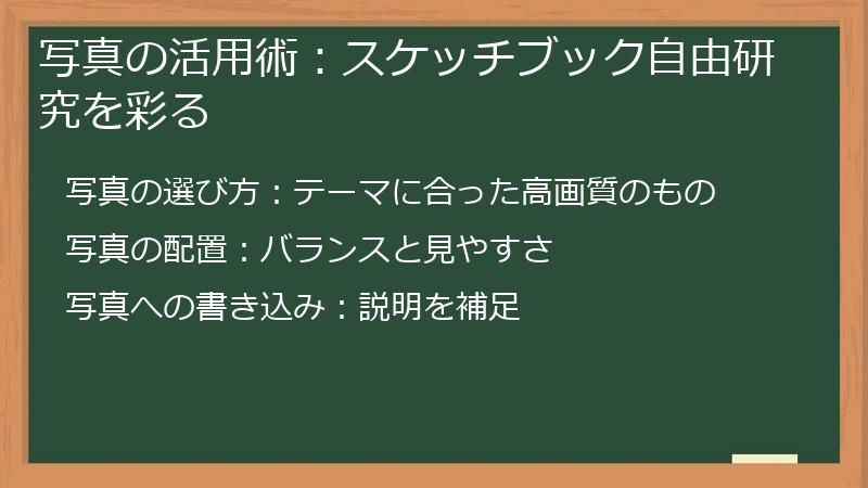 写真の活用術：スケッチブック自由研究を彩る