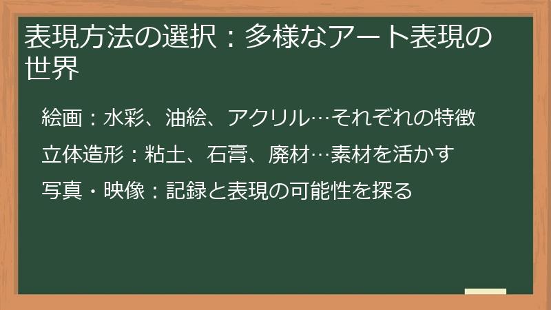 表現方法の選択：多様なアート表現の世界