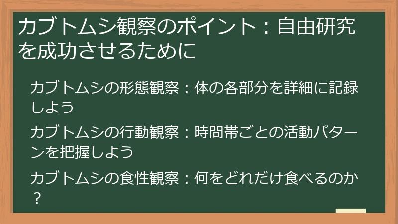 カブトムシ観察のポイント：自由研究を成功させるために