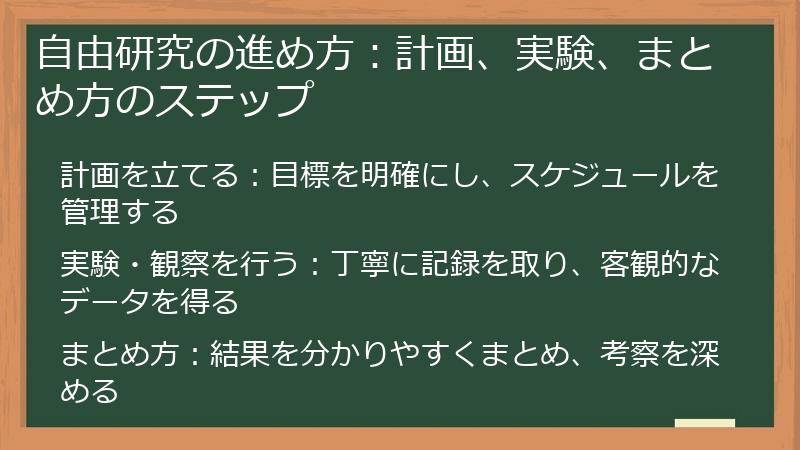自由研究の進め方：計画、実験、まとめ方のステップ