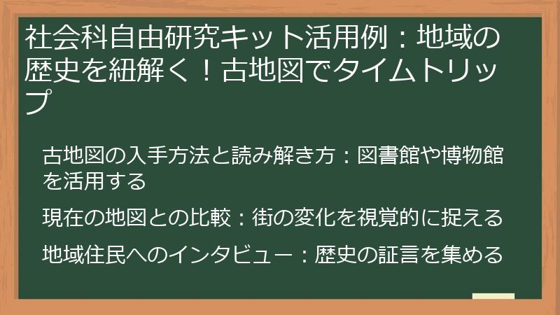 社会科自由研究キット活用例：地域の歴史を紐解く！古地図でタイムトリップ