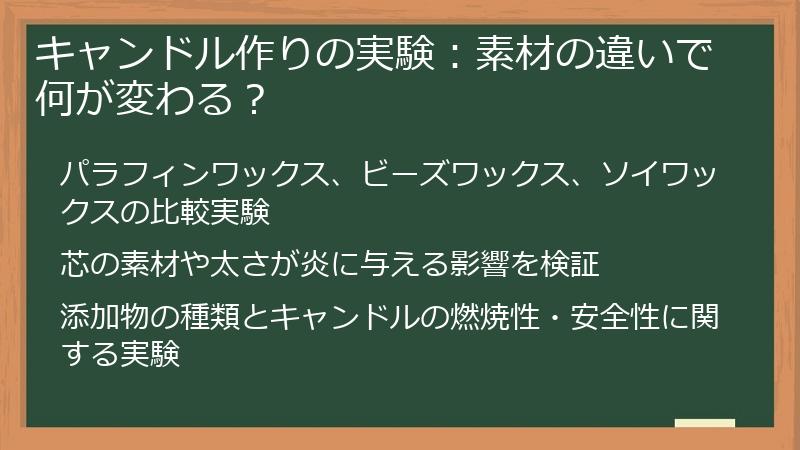 キャンドル作りの実験：素材の違いで何が変わる？