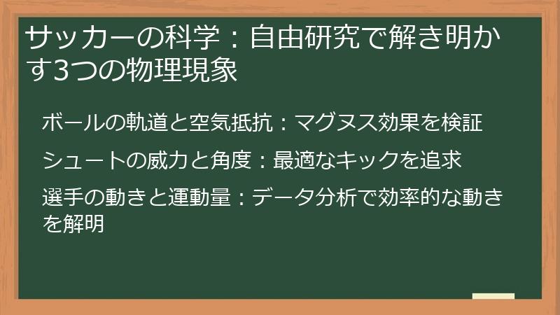 サッカーの科学：自由研究で解き明かす3つの物理現象