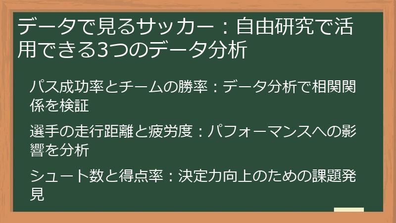 データで見るサッカー：自由研究で活用できる3つのデータ分析
