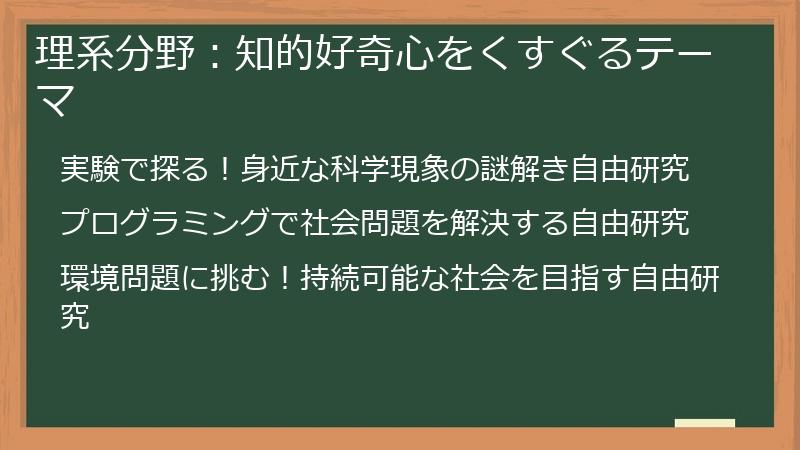 理系分野：知的好奇心をくすぐるテーマ