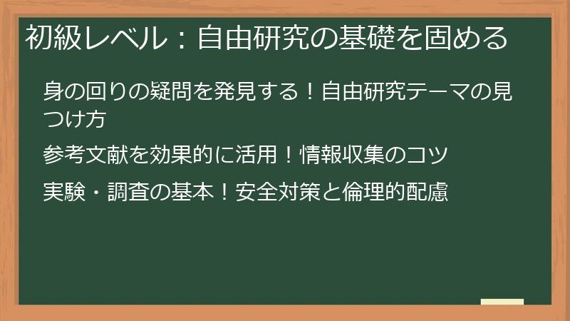 初級レベル：自由研究の基礎を固める