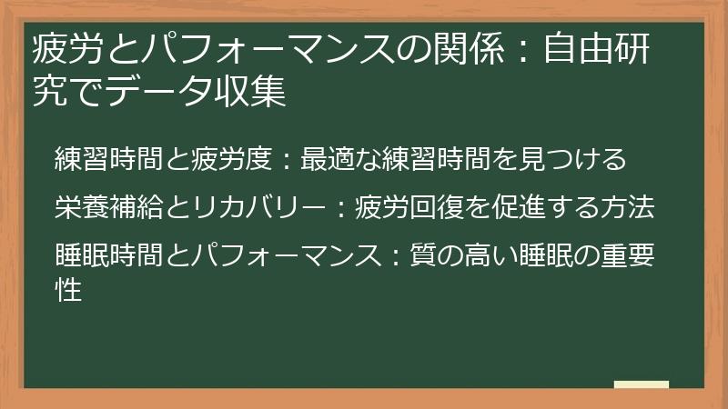 疲労とパフォーマンスの関係：自由研究でデータ収集