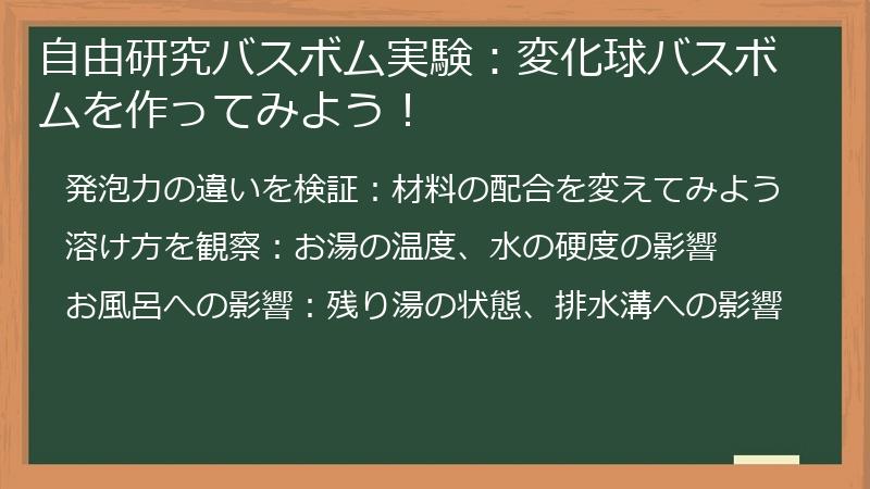 自由研究バスボム実験：変化球バスボムを作ってみよう！