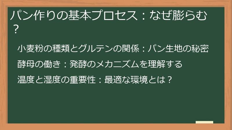 パン作りの基本プロセス：なぜ膨らむ？
