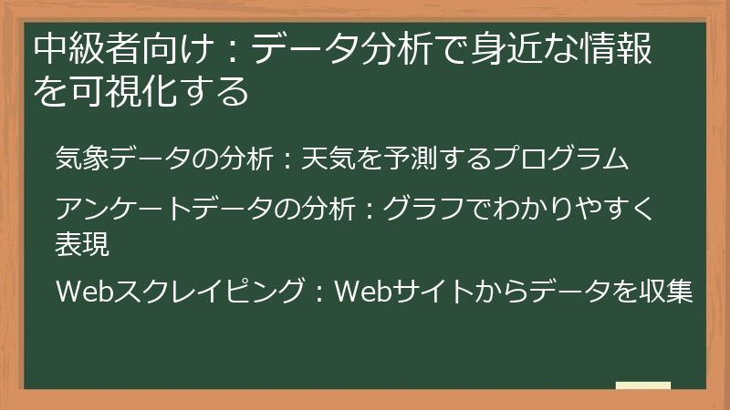 中級者向け：データ分析で身近な情報を可視化する