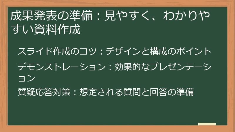 成果発表の準備：見やすく、わかりやすい資料作成