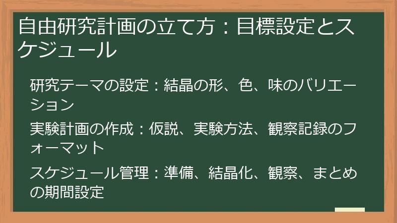 自由研究計画の立て方：目標設定とスケジュール