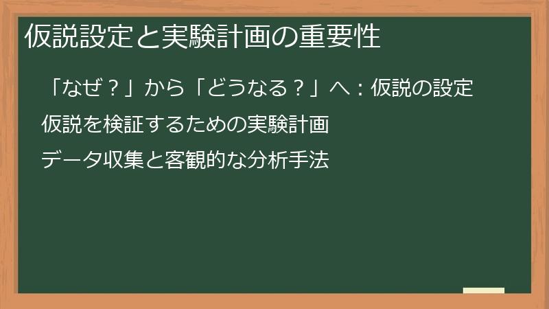 仮説設定と実験計画の重要性
