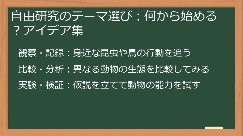 自由研究のテーマ選び:何から始める?アイデア集