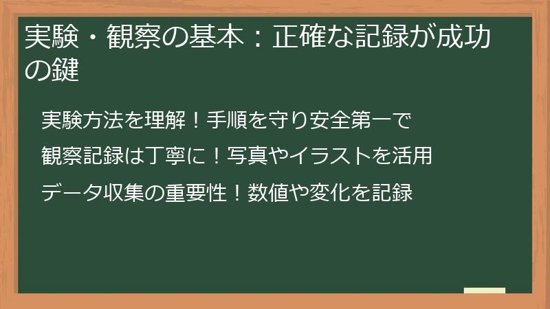 実験・観察の基本：正確な記録が成功の鍵