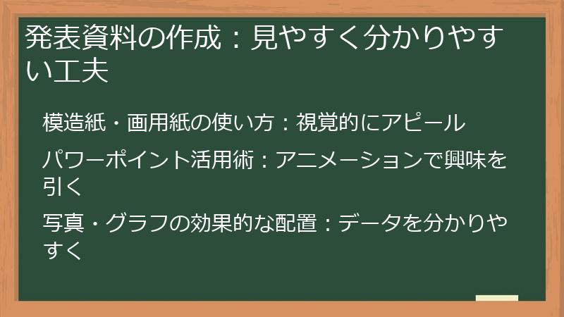 発表資料の作成：見やすく分かりやすい工夫