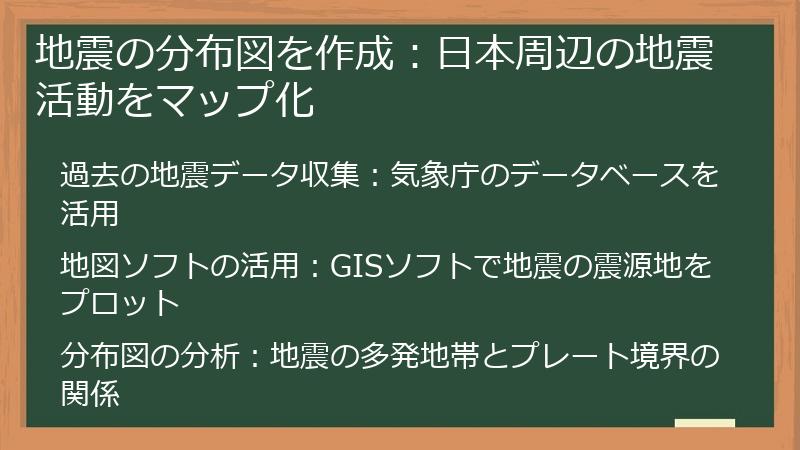 地震の分布図を作成：日本周辺の地震活動をマップ化