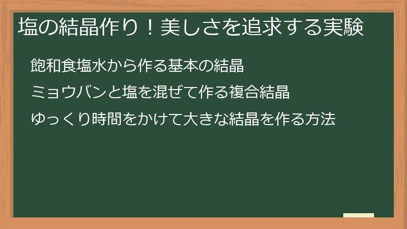 塩の結晶作り！美しさを追求する実験