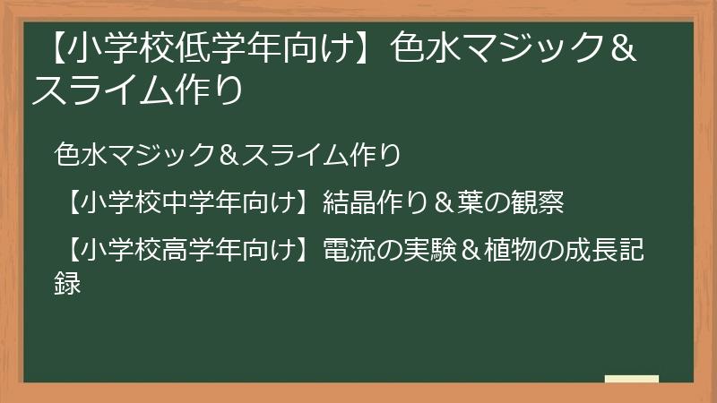 【小学校低学年向け】色水マジック＆スライム作り