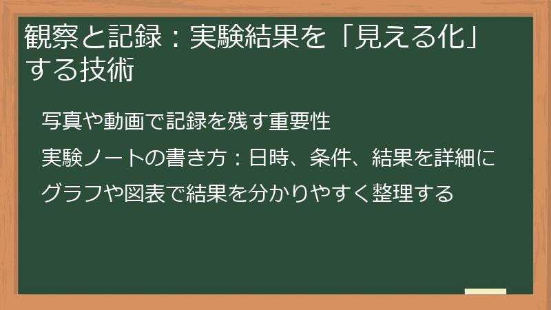 観察と記録：実験結果を「見える化」する技術