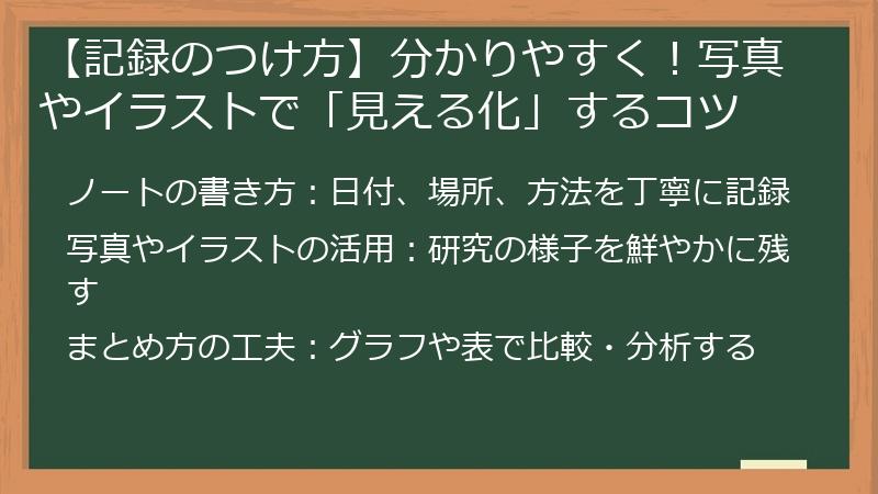 【記録のつけ方】分かりやすく！写真やイラストで「見える化」するコツ