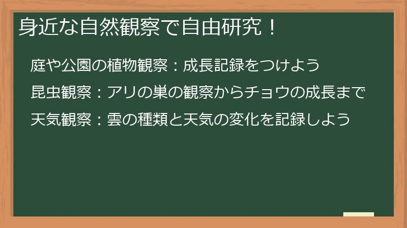 身近な自然観察で自由研究！