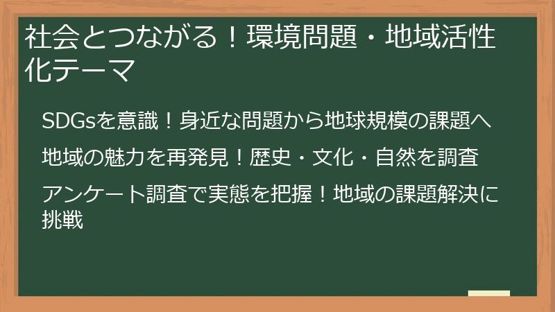 社会とつながる！環境問題・地域活性化テーマ
