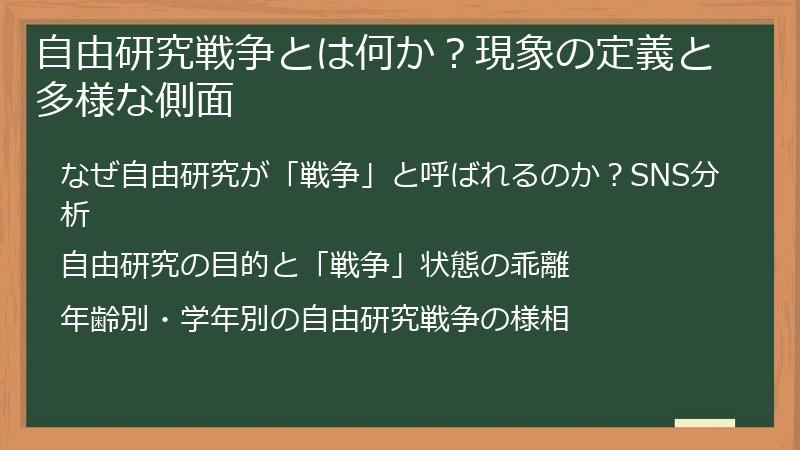 自由研究戦争とは何か？現象の定義と多様な側面