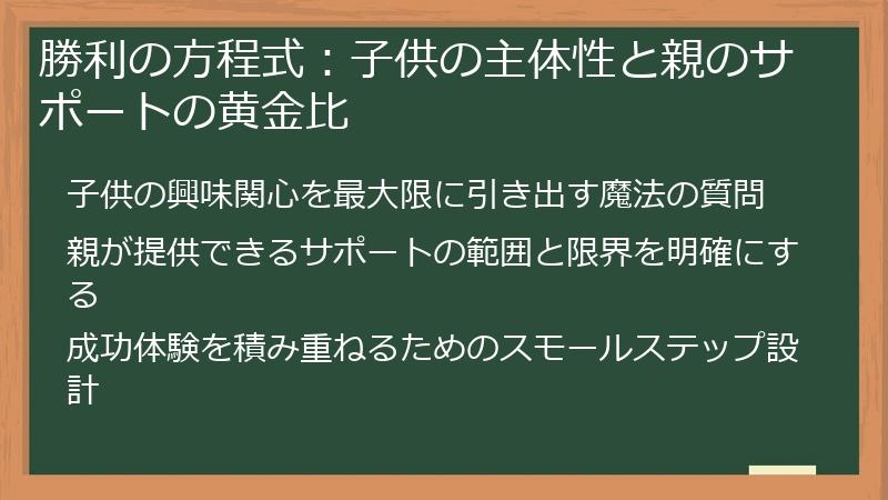 勝利の方程式：子供の主体性と親のサポートの黄金比