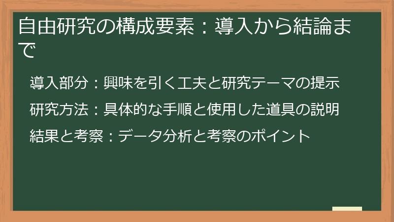 自由研究の構成要素：導入から結論まで