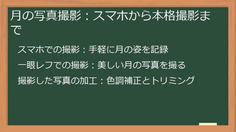 月の写真撮影：スマホから本格撮影まで