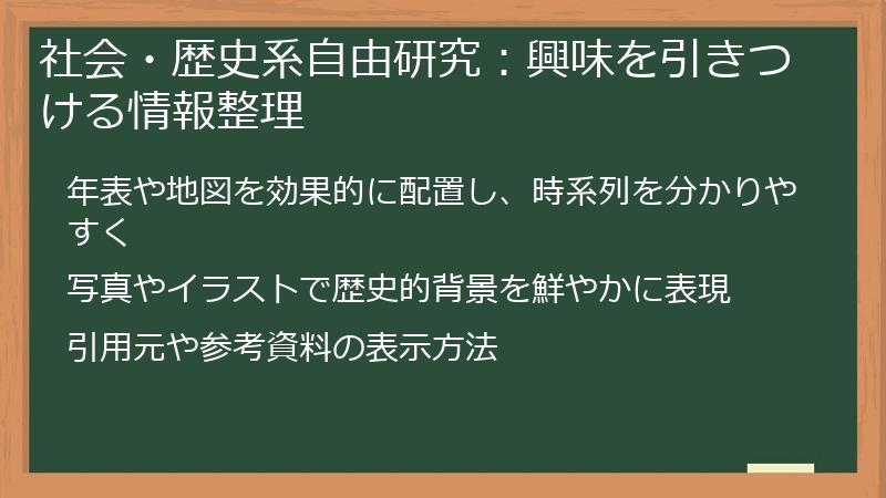 社会・歴史系自由研究：興味を引きつける情報整理