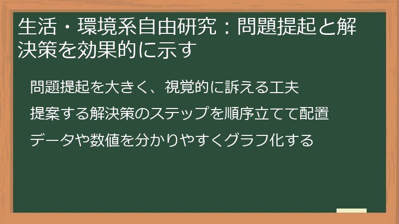 生活・環境系自由研究：問題提起と解決策を効果的に示す