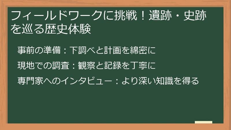 フィールドワークに挑戦！遺跡・史跡を巡る歴史体験