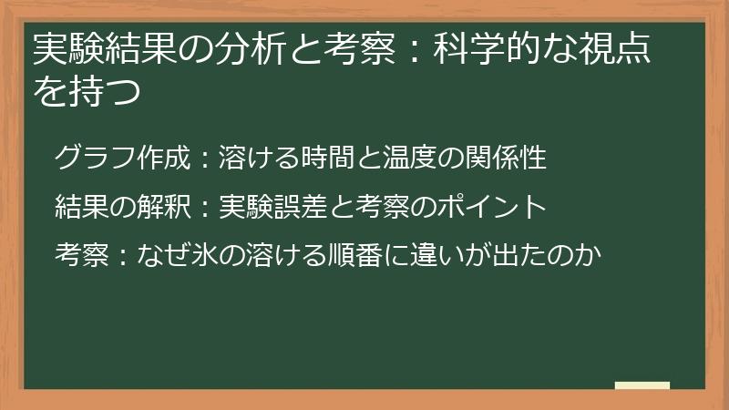 実験結果の分析と考察：科学的な視点を持つ