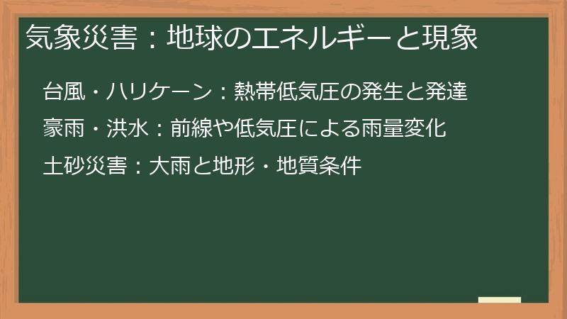 気象災害：地球のエネルギーと現象