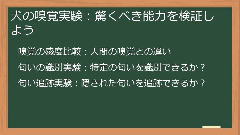 犬の嗅覚実験：驚くべき能力を検証しよう