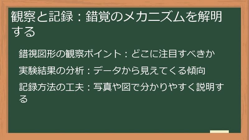 観察と記録:錯覚のメカニズムを解明する