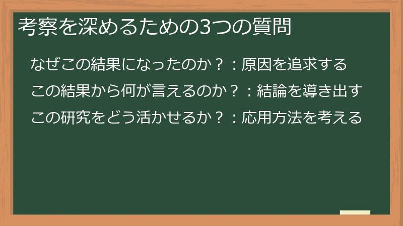 考察を深めるための3つの質問