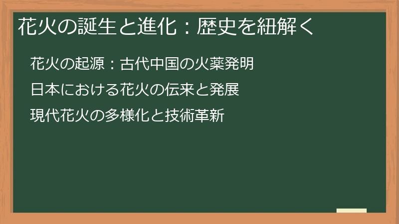 花火の誕生と進化：歴史を紐解く