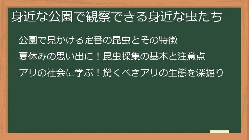 身近な公園で観察できる身近な虫たち