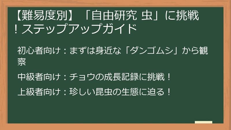 【難易度別】「自由研究 虫」に挑戦！ステップアップガイド