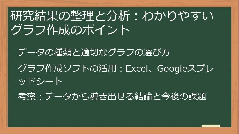 研究結果の整理と分析：わかりやすいグラフ作成のポイント