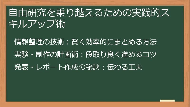 自由研究を乗り越えるための実践的スキルアップ術