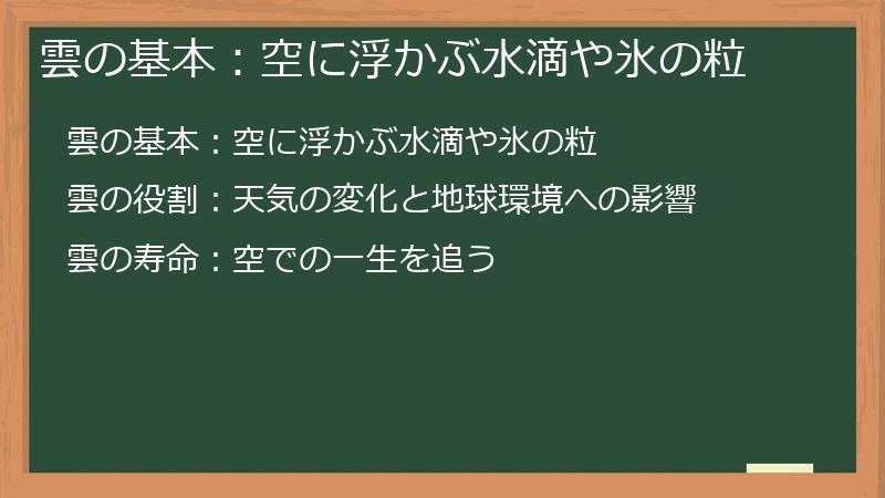 雲の基本：空に浮かぶ水滴や氷の粒