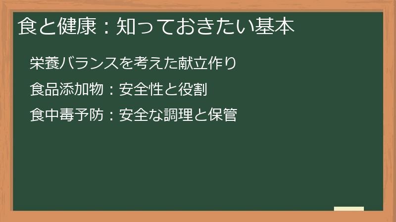食と健康：知っておきたい基本