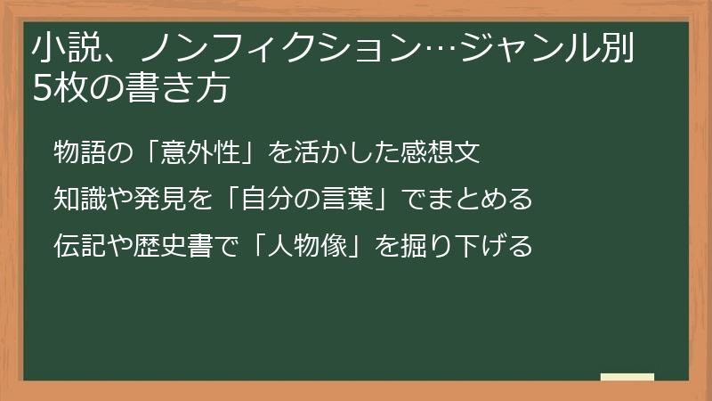 小説、ノンフィクション…ジャンル別5枚の書き方
