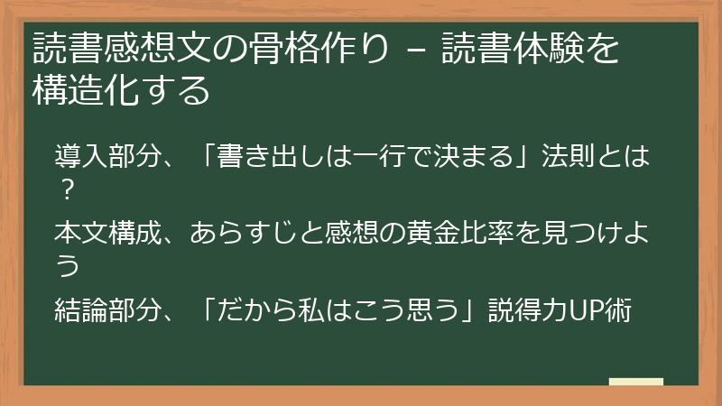 読書感想文の骨格作り – 読書体験を構造化する